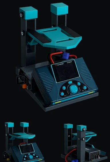 TE PowerDock in the base of a stand holding a battery charger