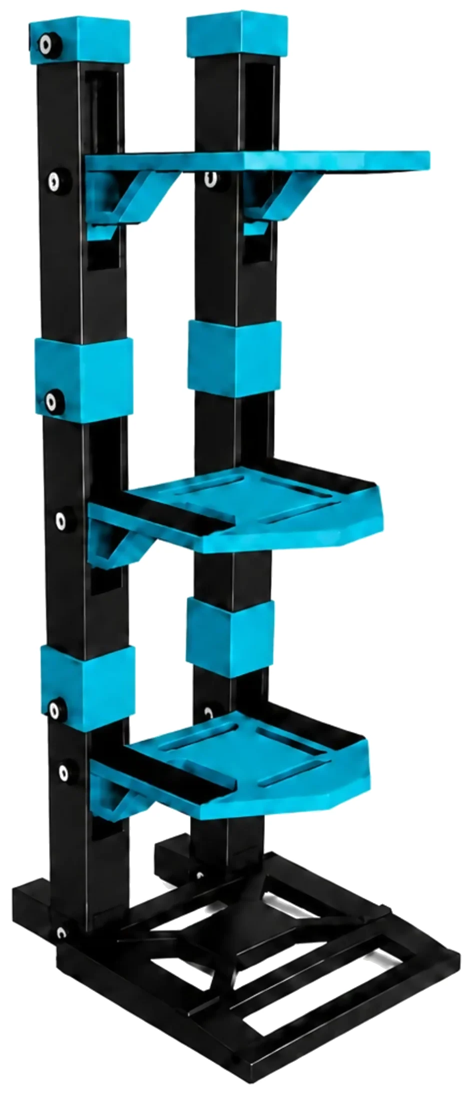 Triple layer TE Racing stand in black and teal